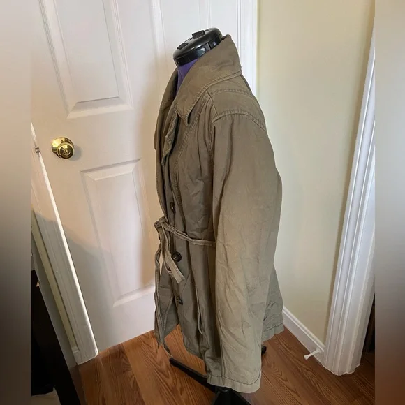 Old Navy 3X Double Breasted Army Green Waist Length Trench Coat - Picture 4 of 14